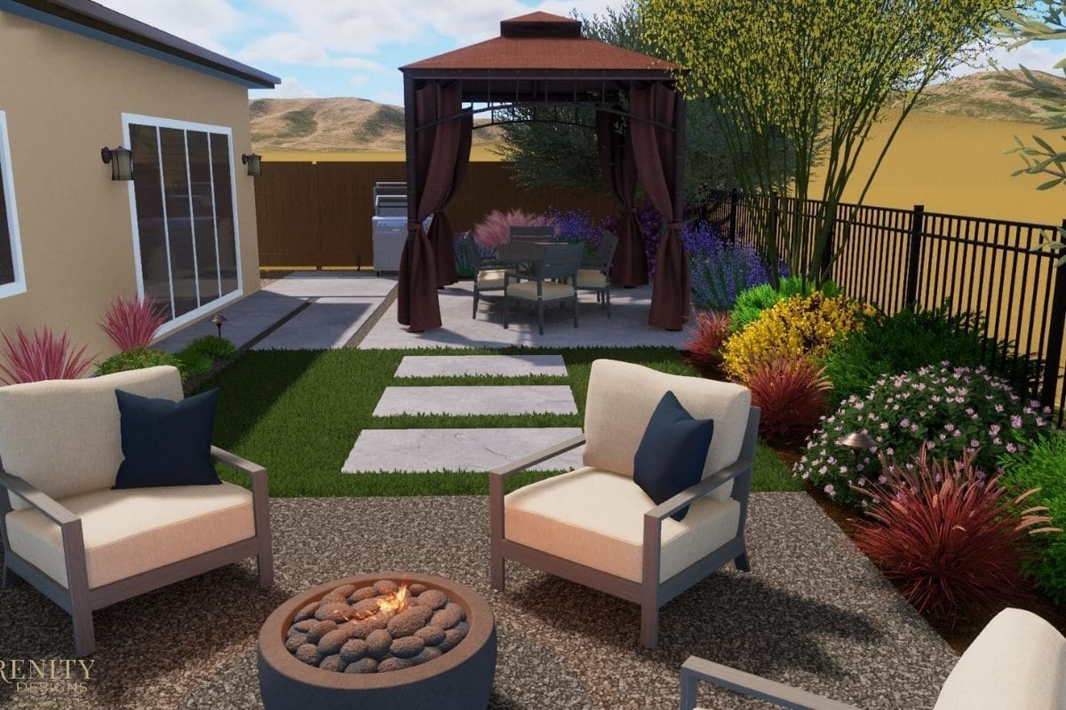 Small Modern Mediterranean Backyard Landscape
