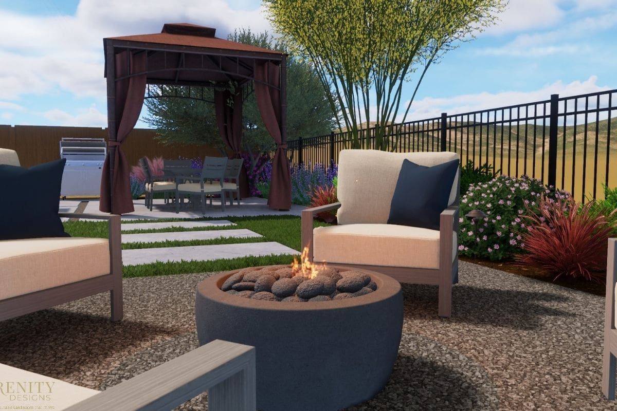 Small Modern Mediterranean Backyard Landscape