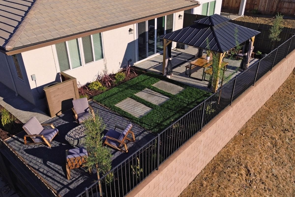 Small Modern Mediterranean Backyard Landscape