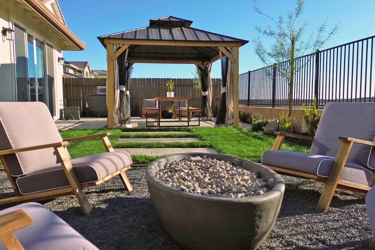 Small Modern Mediterranean Backyard Landscape